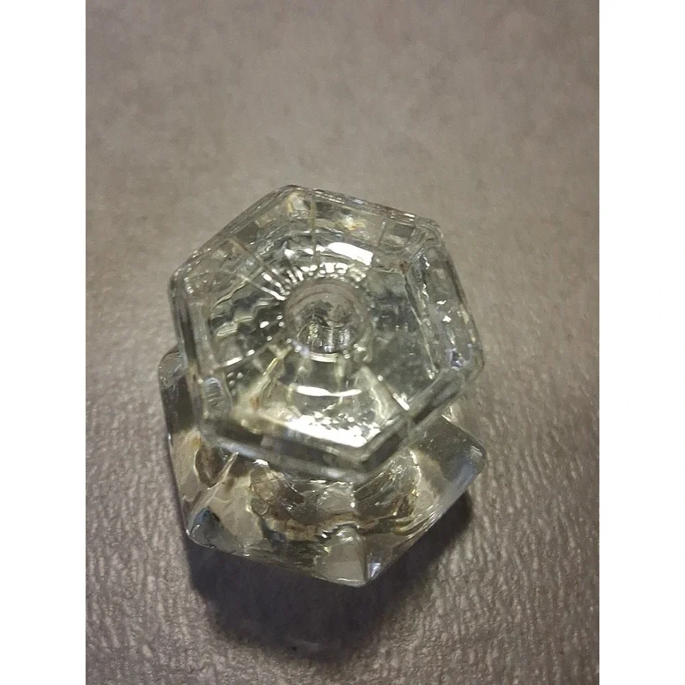 7 Antique 6 Sided Hexagon Glass Pulls, 1